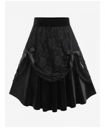 Plus Size Y2K Skirts Lace Ruffled Hem Layered High Low Skirt Lolita Girls Streetwear Overlay Bowknot Flounce Costume 5XL $40....