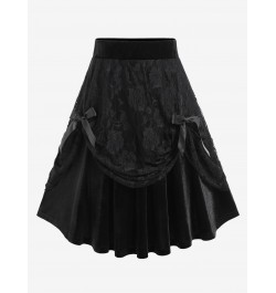 Plus Size Y2K Skirts Lace Ruffled Hem Layered High Low Skirt Lolita Girls Streetwear Overlay Bowknot Flounce Costume 5XL $40....