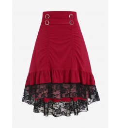 Plus Size Y2K Skirts Lace Ruffled Hem Layered High Low Skirt Lolita Girls Streetwear Overlay Bowknot Flounce Costume 5XL $40....