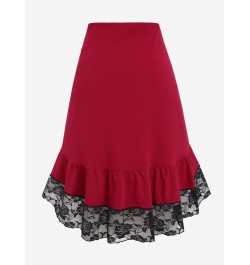 Plus Size Y2K Skirts Lace Ruffled Hem Layered High Low Skirt Lolita Girls Streetwear Overlay Bowknot Flounce Costume 5XL $40....