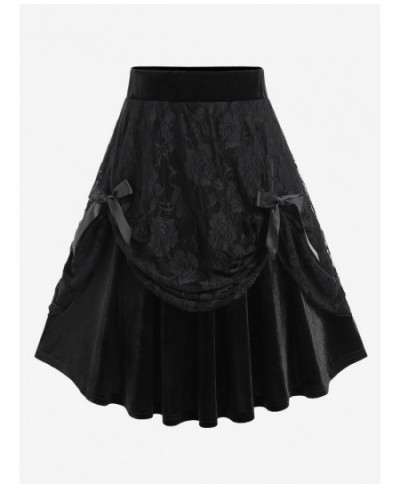 Plus Size Y2K Skirts Lace Ruffled Hem Layered High Low Skirt Lolita Girls Streetwear Overlay Bowknot Flounce Costume 5XL $40....