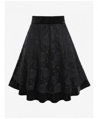 Plus Size Y2K Skirts Lace Ruffled Hem Layered High Low Skirt Lolita Girls Streetwear Overlay Bowknot Flounce Costume 5XL $40....