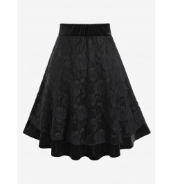 Plus Size Y2K Skirts Lace Ruffled Hem Layered High Low Skirt Lolita Girls Streetwear Overlay Bowknot Flounce Costume 5XL $40....