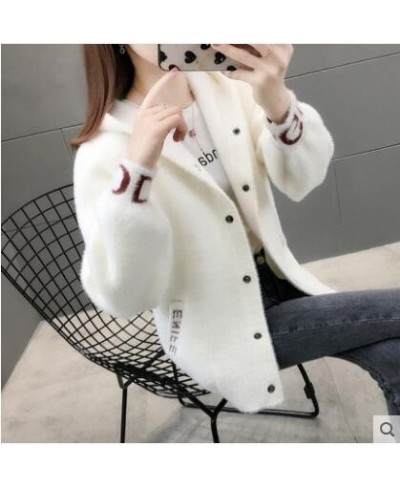 Knit Jacket for Women Shaggy Coat Ladies Fur Short Coat Outerwear Hooded Autumn WinterImitate Mink Cashmere Tops Knitting 387...