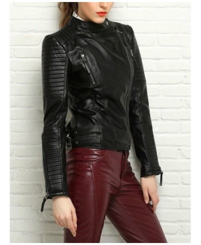 2022 Spring Autumn Women Black Pu Faux Leather Short Jacket Basic Bomber Motorcycle Biker Punk Coat Outwear Female $63.05 - J...