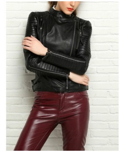 2022 Spring Autumn Women Black Pu Faux Leather Short Jacket Basic Bomber Motorcycle Biker Punk Coat Outwear Female $63.05 - J...