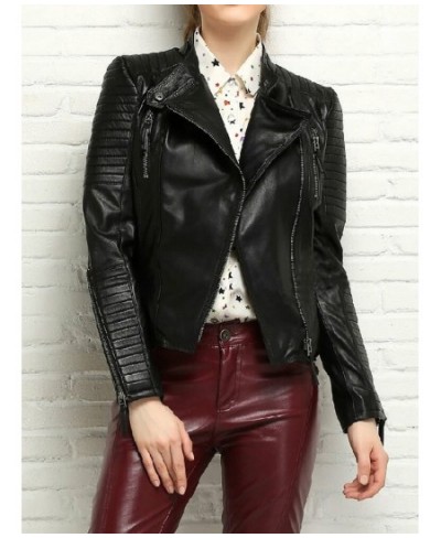 2022 Spring Autumn Women Black Pu Faux Leather Short Jacket Basic Bomber Motorcycle Biker Punk Coat Outwear Female $63.05 - J...