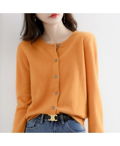 Off-Season Clearance Knitted Cardigan Women's Fine Lmitation Wool Spring And Autumn Short Round Neck Sweater Loose Coat $35.4...