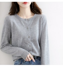 Off-Season Clearance Knitted Cardigan Women's Fine Lmitation Wool Spring And Autumn Short Round Neck Sweater Loose Coat $35.4...