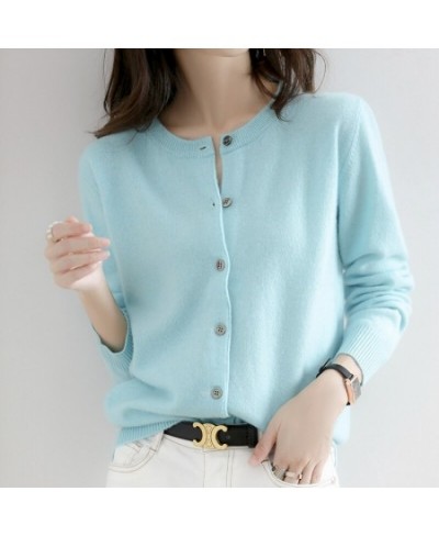 Off-Season Clearance Knitted Cardigan Women's Fine Lmitation Wool Spring And Autumn Short Round Neck Sweater Loose Coat $35.4...