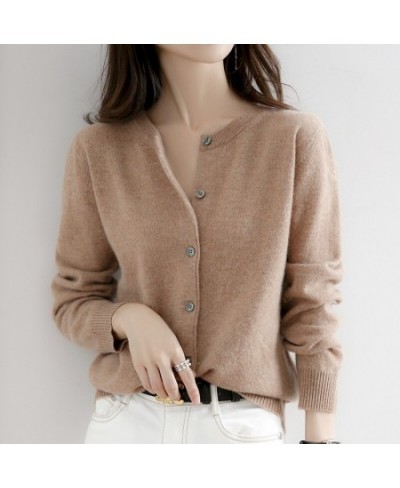 Off-Season Clearance Knitted Cardigan Women's Fine Lmitation Wool Spring And Autumn Short Round Neck Sweater Loose Coat $35.4...