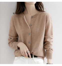 Off-Season Clearance Knitted Cardigan Women's Fine Lmitation Wool Spring And Autumn Short Round Neck Sweater Loose Coat $35.4...