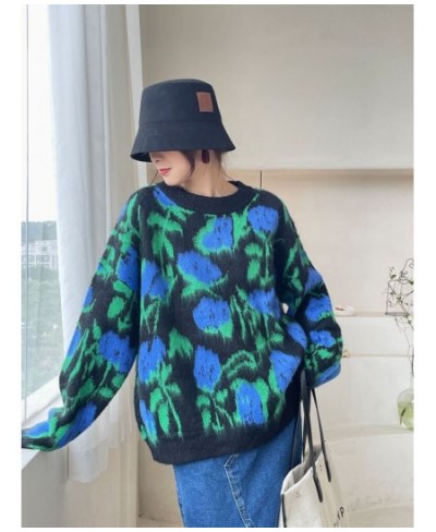 Autumn Winter Pullover Sweater Women 2023 Fashion Casual Woman Sweater Pullovers Print Flower Jumper Warm Teen Gril Sweaters ...