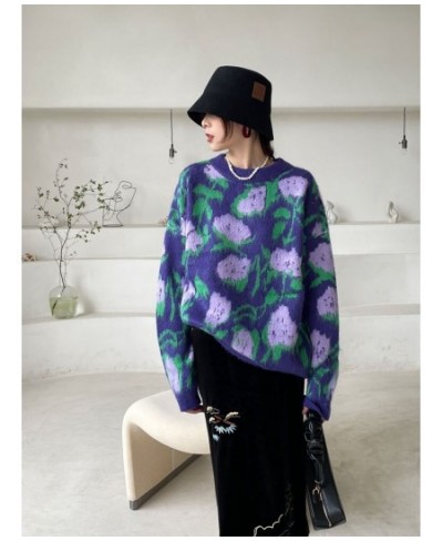 Autumn Winter Pullover Sweater Women 2023 Fashion Casual Woman Sweater Pullovers Print Flower Jumper Warm Teen Gril Sweaters ...