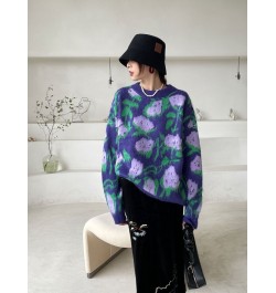 Autumn Winter Pullover Sweater Women 2023 Fashion Casual Woman Sweater Pullovers Print Flower Jumper Warm Teen Gril Sweaters ...