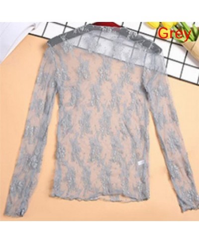 Sexy Mesh Tops Harajuku See Through T Shirt Hollow Out Transparent Long Sleeve Undershirt Base Net Tops Club Heart Star $14.4...