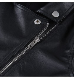 Slim Cropped Leather Jacket Women Streetwear Long Sleeve Zipper Black PU Leather Motorcycle Jackets 2023 Tops Coat $45.31 - J...