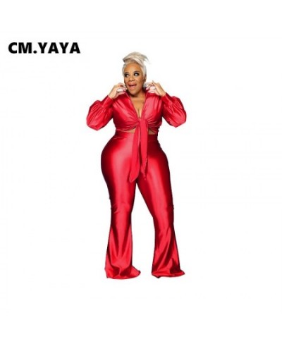 Activewear Plus Size XL-5XL Women's Set Knot Tie Up Blouses Tops Flare Pants Suit Tracksuit Two Piece Set Fitness Outfit $58....