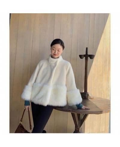 2023 New Winter Imitation Mink Fur Jacket Women Loose Fur Collar Thick Warm Overcoat Female Plush Mid-Length Woolen Coat $95....