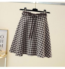 Woolen houndstooth umbrella skirt short length autumn and winter high waist women's 2023 new pleated skirts saias faldas $44....