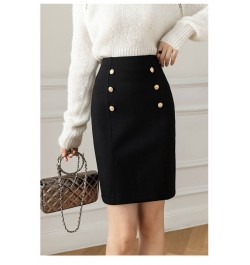 2022 Fashion Korean Style Skirts for Woman Button Vintage Solid Work Wear Pencil Skirt Lady Office Business Black Skirt $38.2...