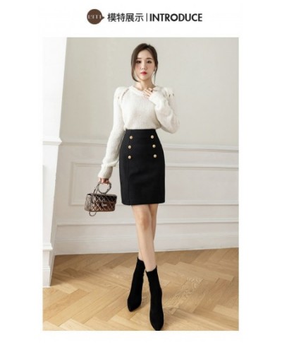 2022 Fashion Korean Style Skirts for Woman Button Vintage Solid Work Wear Pencil Skirt Lady Office Business Black Skirt $38.2...