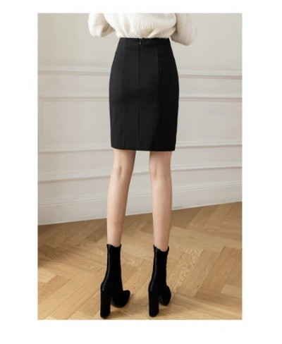 2022 Fashion Korean Style Skirts for Woman Button Vintage Solid Work Wear Pencil Skirt Lady Office Business Black Skirt $38.2...