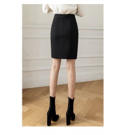 2022 Fashion Korean Style Skirts for Woman Button Vintage Solid Work Wear Pencil Skirt Lady Office Business Black Skirt $38.2...