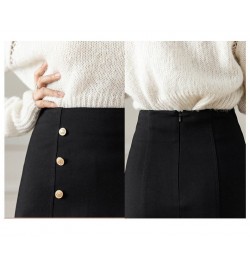 2022 Fashion Korean Style Skirts for Woman Button Vintage Solid Work Wear Pencil Skirt Lady Office Business Black Skirt $38.2...