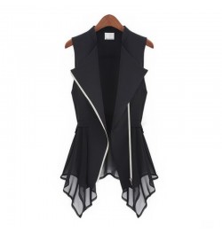 Summer Black Asymmetrical Chiffon Waistcoat For Women Thin Sexy Vest Coat Sleeveless Jacket Female Long Vest With Zipper $38....