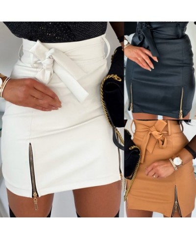 Fashion PU Leather Skirt Vintage Women 2023 Sexy High Waist Bodycon Zipper Belt Mini Short Skirt Office Pencil Skirt Plus Siz...