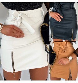 Fashion PU Leather Skirt Vintage Women 2023 Sexy High Waist Bodycon Zipper Belt Mini Short Skirt Office Pencil Skirt Plus Siz...