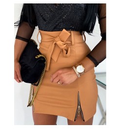 Fashion PU Leather Skirt Vintage Women 2023 Sexy High Waist Bodycon Zipper Belt Mini Short Skirt Office Pencil Skirt Plus Siz...