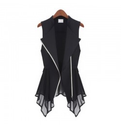 Summer Black Asymmetrical Chiffon Waistcoat For Women Thin Sexy Vest Coat Sleeveless Jacket Female Long Vest With Zipper $38....