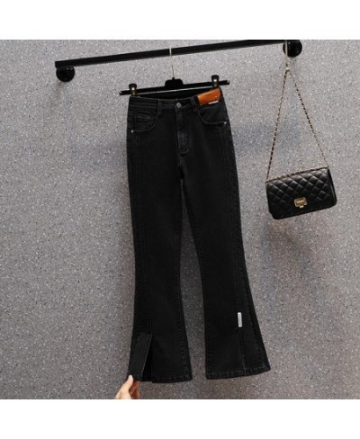 Patchwork Split Flare Jeans Woman High Waist Stretch Plus Size Patches Ankle Length Boot-Cut Denim Pants Female Pantalones $5...