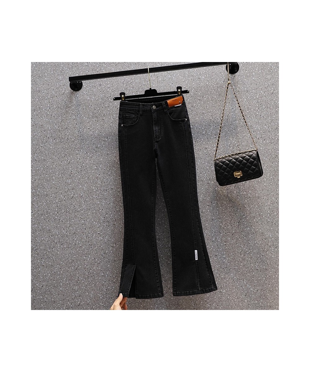 Patchwork Split Flare Jeans Woman High Waist Stretch Plus Size Patches Ankle Length Boot-Cut Denim Pants Female Pantalones $5...