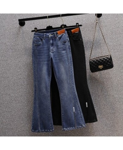 Patchwork Split Flare Jeans Woman High Waist Stretch Plus Size Patches Ankle Length Boot-Cut Denim Pants Female Pantalones $5...