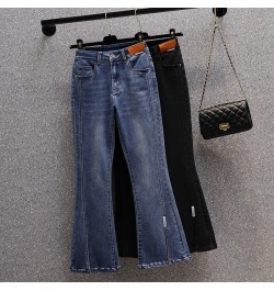 Patchwork Split Flare Jeans Woman High Waist Stretch Plus Size Patches Ankle Length Boot-Cut Denim Pants Female Pantalones $5...