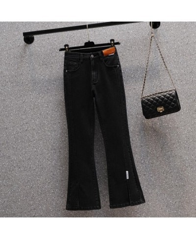 Patchwork Split Flare Jeans Woman High Waist Stretch Plus Size Patches Ankle Length Boot-Cut Denim Pants Female Pantalones $5...