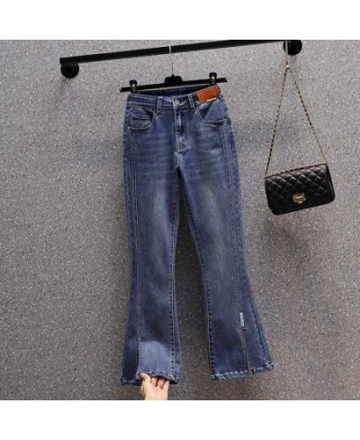 Patchwork Split Flare Jeans Woman High Waist Stretch Plus Size Patches Ankle Length Boot-Cut Denim Pants Female Pantalones $5...