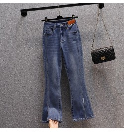 Patchwork Split Flare Jeans Woman High Waist Stretch Plus Size Patches Ankle Length Boot-Cut Denim Pants Female Pantalones $5...