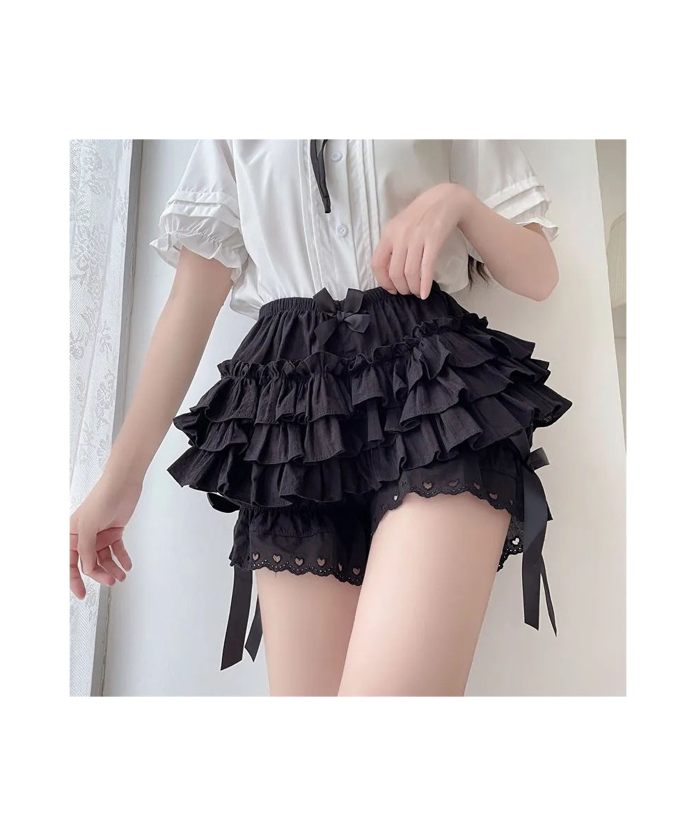 Sexy Lolita Lace Skirt with Shorts for Woman Japanese Muti-Layer Bow Design Puffy Skirts Women 2023 Summer Cute White Mini $2...