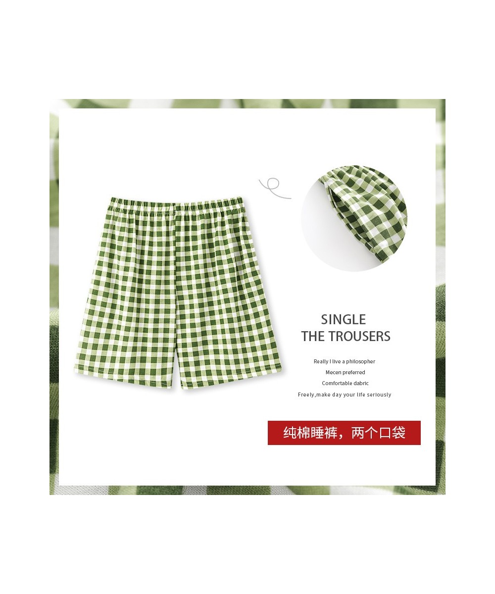 Summer M-4XL New Plaid Knitted Cotton Ladies Pajama Short Pants Pyjama Trousers Women Men Sleep Bottoms Lounge Wear Sleep Pan...