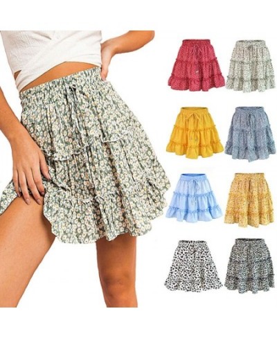 2022 Summer Women's Skirts High Waist Ruffle Floral Printed Skirt Women A-line Sexy Skirt Ladies Streetwear Sweet Cute Pleate...