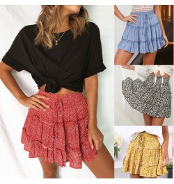 2022 Summer Women's Skirts High Waist Ruffle Floral Printed Skirt Women A-line Sexy Skirt Ladies Streetwear Sweet Cute Pleate...