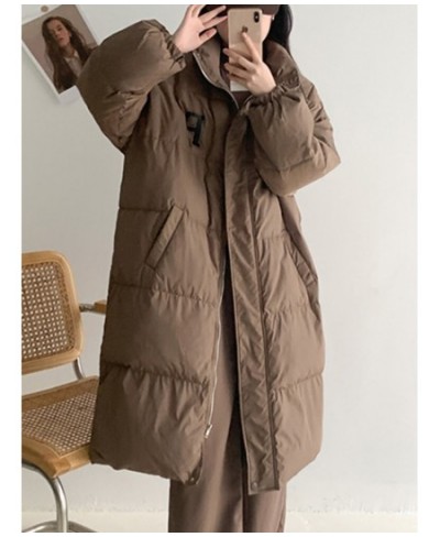 Camel Long Winter Coat Women Fall 2022 Stand Collar Oversized Korean Fashion Jackets Loose Streetwear Warm Outwear $91.51 - J...