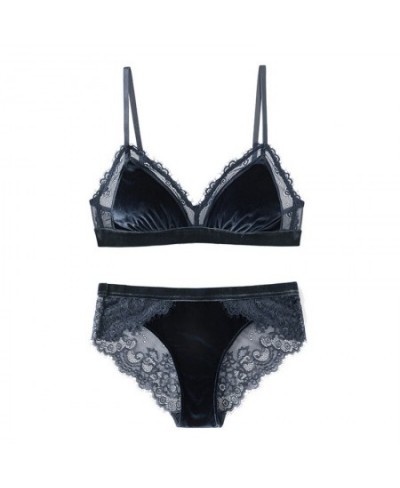 Triangle Cup Wireless Velvet Bra with Lace Bra Set Underwear with Removable Padded Sexy Lingerie Women Bralette Intimates $27...