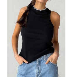 Tops Neck Summer Woman Shirts Tank Tops Women Y2k White Casual Vest Off Tank Top Shoulder Women's Tank Top Women Ribbed Knitt...