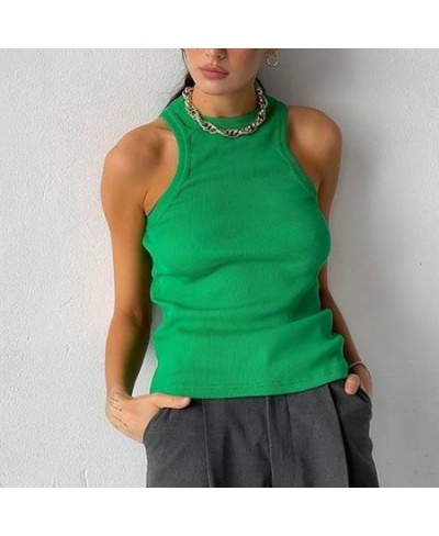 Tops Neck Summer Woman Shirts Tank Tops Women Y2k White Casual Vest Off Tank Top Shoulder Women's Tank Top Women Ribbed Knitt...