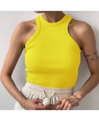 Tops Neck Summer Woman Shirts Tank Tops Women Y2k White Casual Vest Off Tank Top Shoulder Women's Tank Top Women Ribbed Knitt...